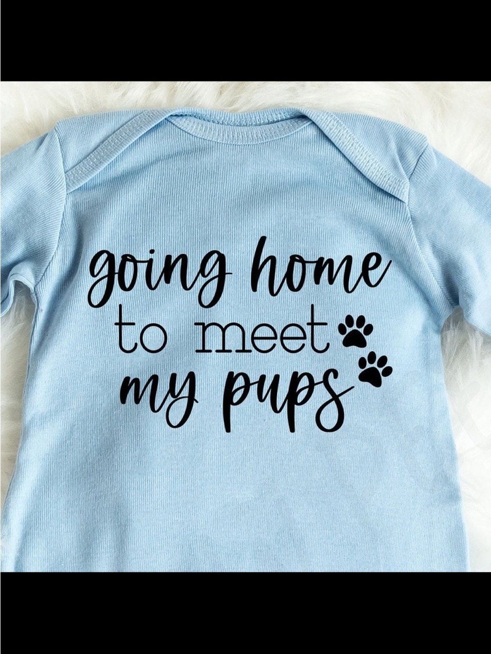 Sleeper Gown with "Going Home to Meet My Pups" newborn announcement & hat